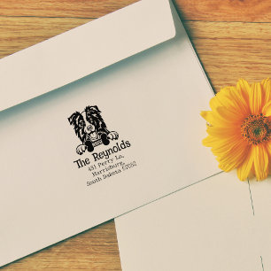 Custom Collie Dog Return Address Rubber Stamp