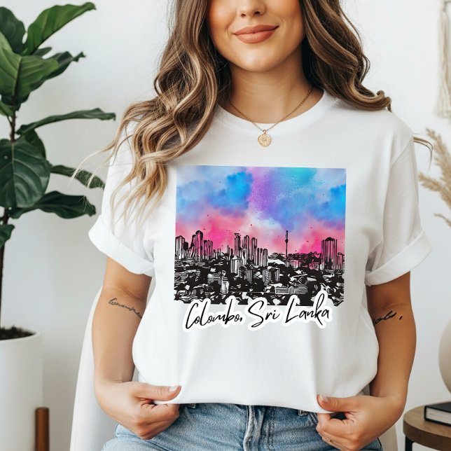 Custom Colombo Sri Lanka: Cosmic Skyline Graphic  Tri-Blend Shirt (Creator Uploaded)