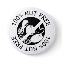 Custom Color 100% Nut Free Nut Allergy Alert Pinback Button