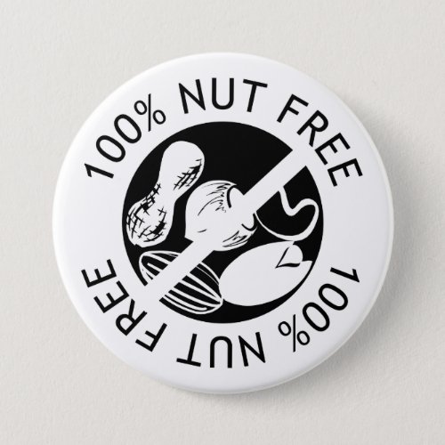 Custom Color 100 Nut Free Nut Allergy Alert Pinback Button