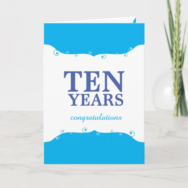 Custom color 10 years employee anniversary card (Front)