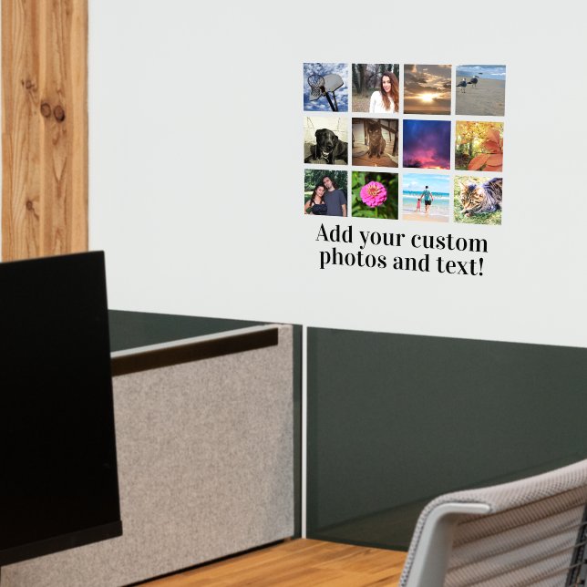 Custom Color 12 Photo Collage with Text Wall Decal (Office 2)