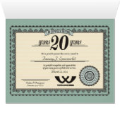 Custom color 20 year employment service award (Inside Horizontal (Bottom))