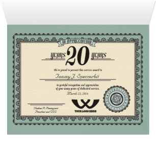 Custom color 20 year employment service award