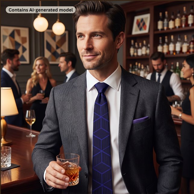 Custom Color #3 Geometric 3D Cube Pattern Neck Tie (Creator Uploaded)