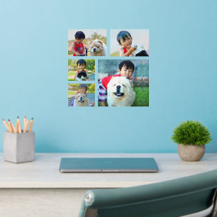 Custom Color 5 Photo Collage with Text Room Decor Wall Decal