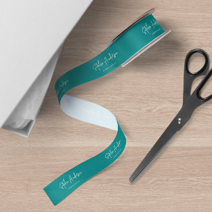 Custom Color Add Brand Name Script Minimalist Satin Ribbon