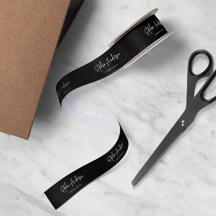 Custom Color Add Brand Name Script Minimalist Satin Ribbon