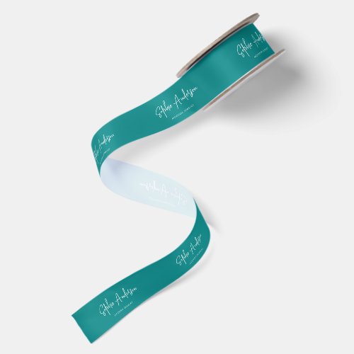 Custom Color Add Brand Name Script Minimalist Satin Ribbon