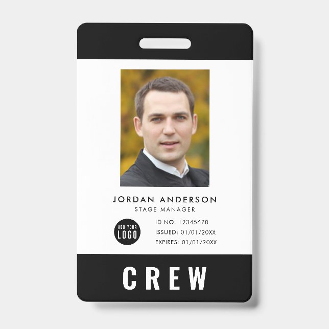 Custom Color Add Logo Photo CREW Pass Badge (Front)