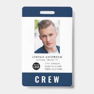 Custom Color Add Logo Photo CREW PASS Badge