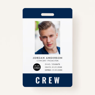 Custom Color Add Logo Photo CREW PASS Badge