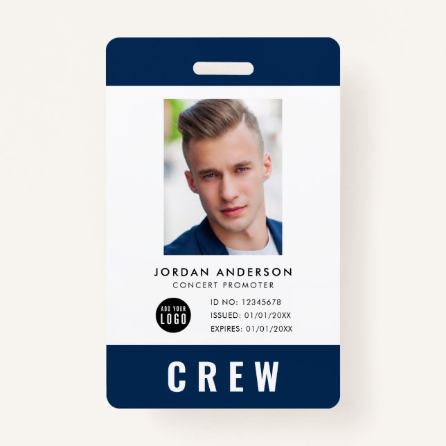 Custom Color Add Logo Photo CREW PASS Badge (Front)