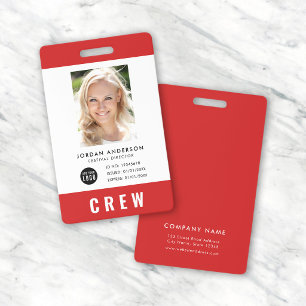 Custom Color Add Logo Photo CREW Pass Badge