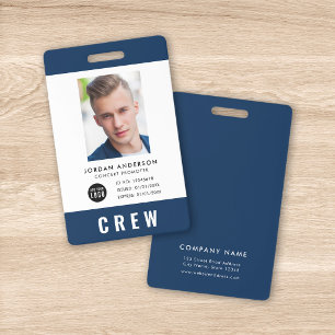 Custom Color Add Logo Photo CREW PASS Badge
