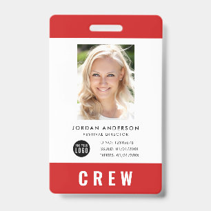Custom Color Add Logo Photo CREW Pass Badge