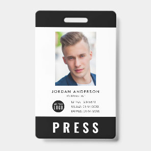 Custom Color Add Logo Photo Journalist Press Pass Badge