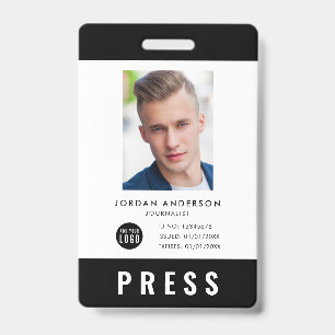 Custom Color Add Logo Photo Journalist Press Pass Badge