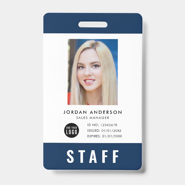 Custom Color Add Logo Photo STAFF Pass Badge (Front)