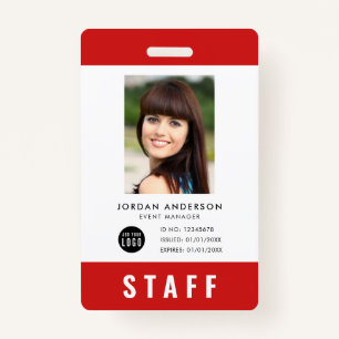 Custom Color Add Logo Photo STAFF Pass Badge