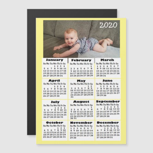 Custom Color Add  Photo to 2020 Mini Calendar Magnetic Invitation