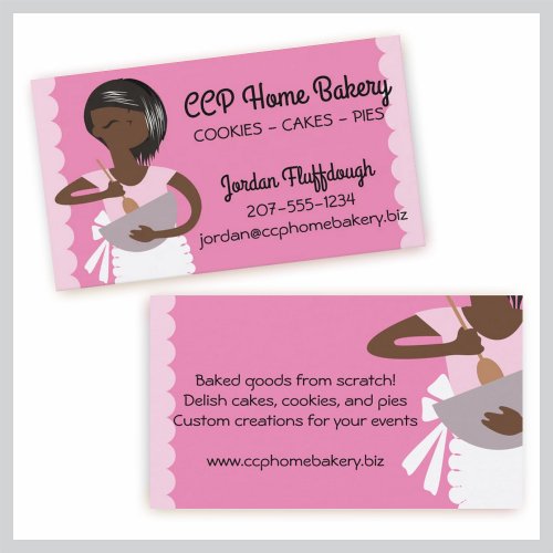 Custom color African American bakery mixing bowl Business Card