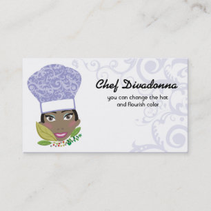 Custom color African American woman chef herbs Business Card
