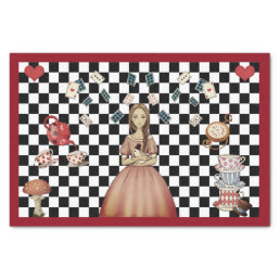 Custom Color Alice in Wonderland Tea Party Checked Tissue Paper