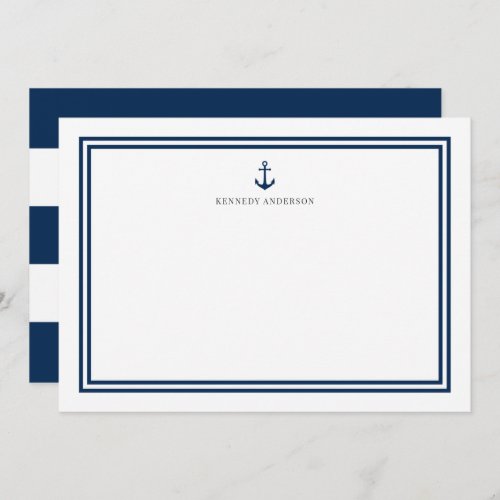 Custom Color Anchor and White Stripes Personalized Note Card