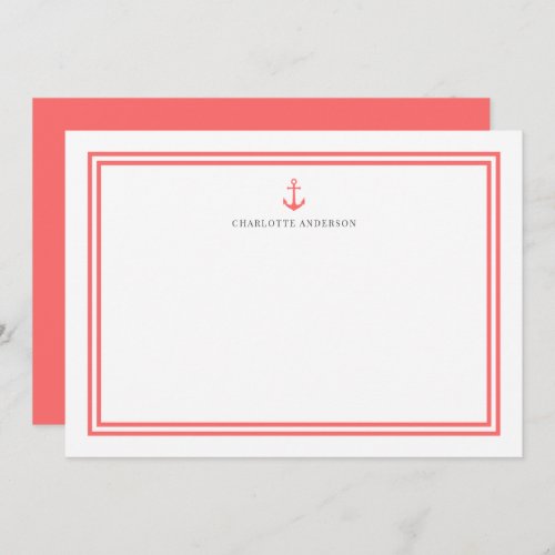 Custom Color Anchor Modern Classic Borders Note Card