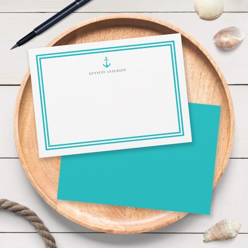 Custom Color Anchor Modern Classic Borders Note Card