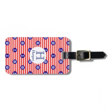 Custom color and monogram, nautical navy design: bag tag Custom color and monogram, nautical navy design: bag tag
