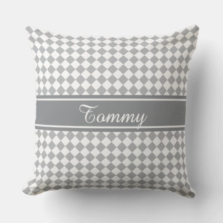 Custom Color and Name Checkerboard Pattern Throw Pillow