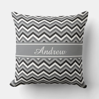 Custom Color and Name Four Shade Chevron Pattern Throw Pillow