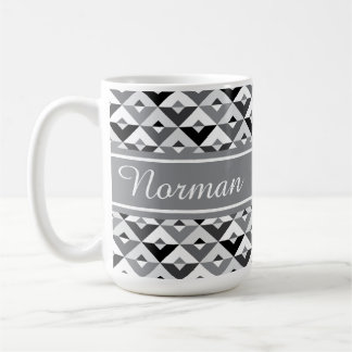Custom Color and Name Modern Triangle Pattern Coffee Mug