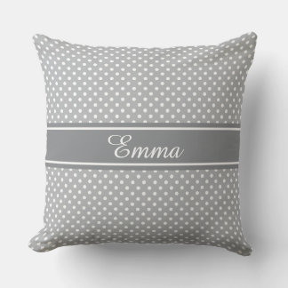 Custom Color and Name Polkadot Pattern Throw Pillow