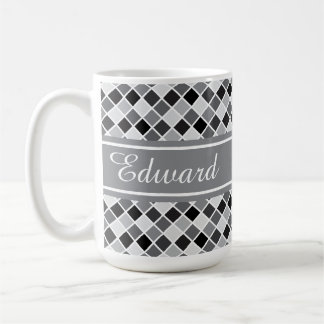 Custom Color and Name Small Square Tile Pattern Coffee Mug