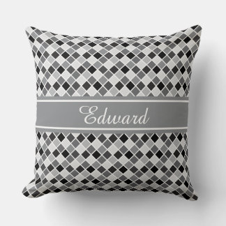 Custom Color and Name Small Square Tile Pattern Throw Pillow