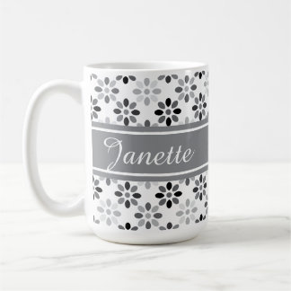 Custom Color and Name Whimsical Floral Pattern Coffee Mug