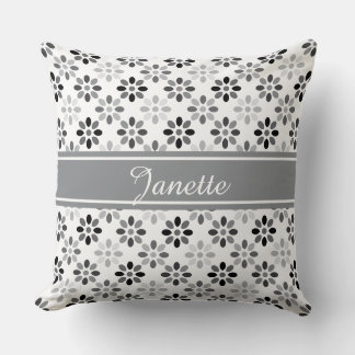 Custom Color and Name Whimsical Floral Pattern Throw Pillow