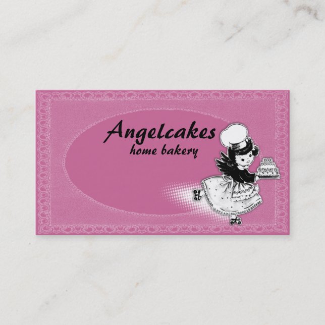 Custom color angel cake bakery baking biz card (Front)