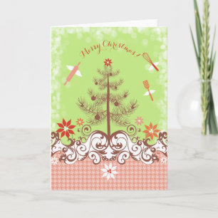 Custom color angel utensils baking Christmas card
