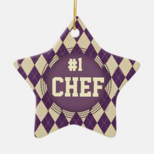 Custom color argyle #1 Chef Christmas ornament