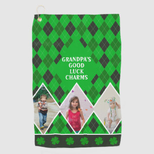 Custom Color Argyle Good Luck for Grandpa Photos Golf Towel