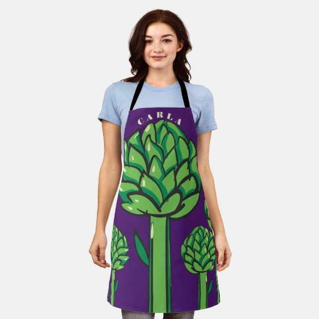 Custom color artichoke personalized foodie cooking apron (Worn)
