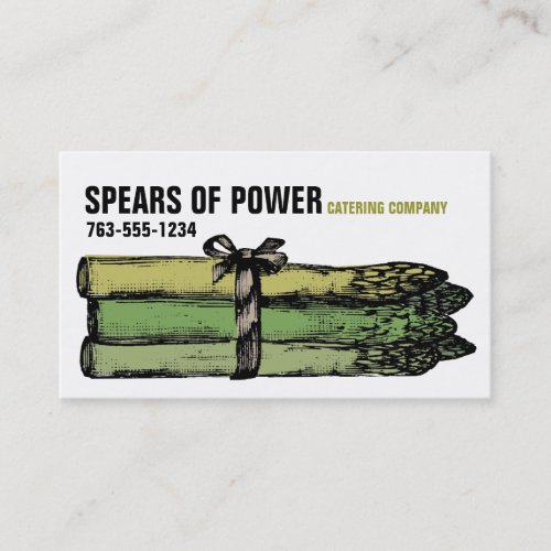 Custom color asparagus spears chef catering business card template
