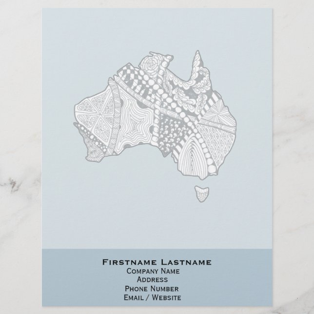 Custom Color Australia Map Art Letterhead (Front)