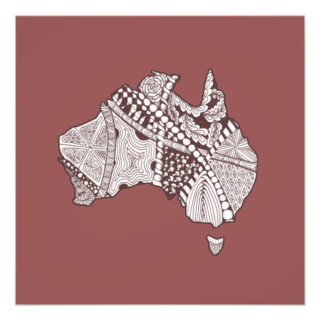 Custom Color Australia Map Art Photo Print (Front)