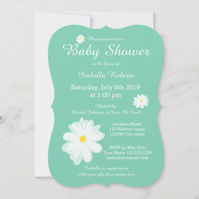 Custom color background baby shower invitations (Front)