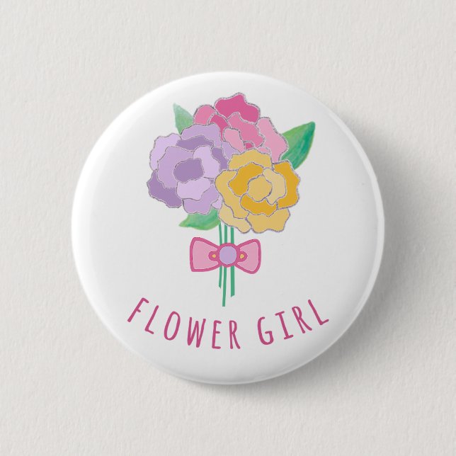 Custom Color Background Flower Girl Bouquet Pin (Front)